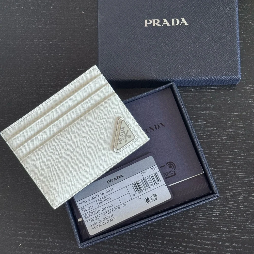 BRABD NEW. Prada Saffiano Leather Card Holder in white with box. - Picture 4 of 5